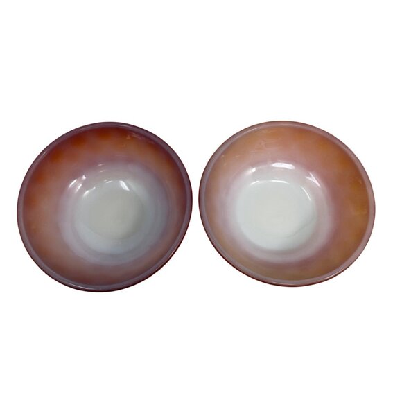 Vintage Fire King Anchor Hocking Kimberly Diamond Bowls Orange/Red/White (2) - Picture 3 of 4